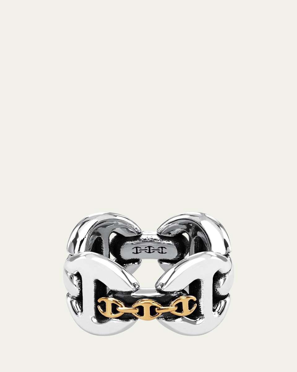 Affix Quad 18K Gold Tri-Link Ring in Sterling Silver